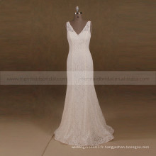 Graceful V-Neck V-Back Mermaid Soft Dece Vintage Wedding Gown